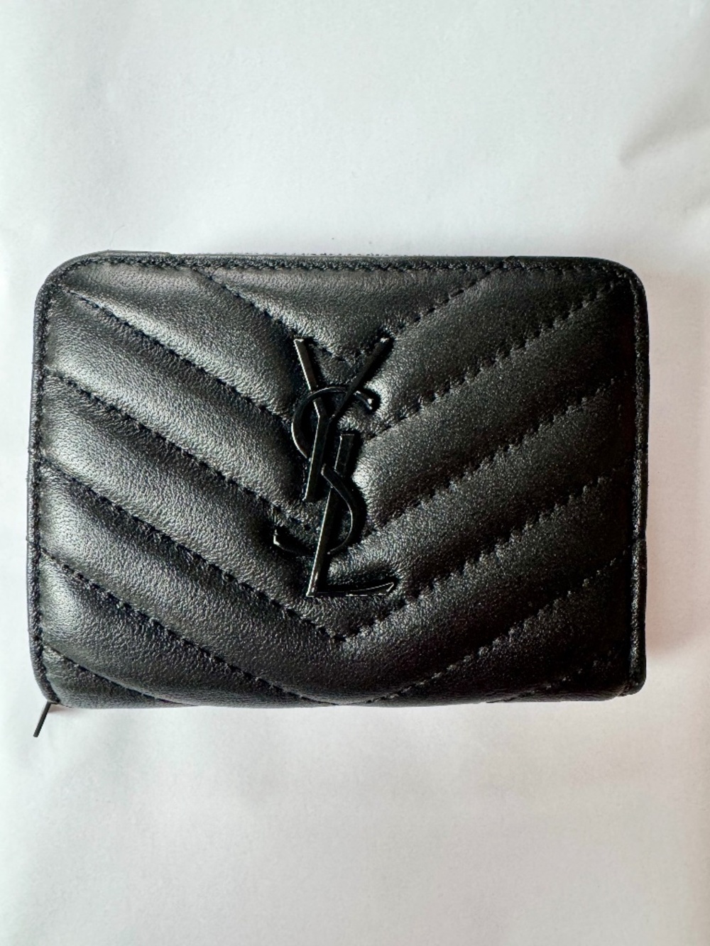Saint Laurent Paris Zip Around Wallet in Black